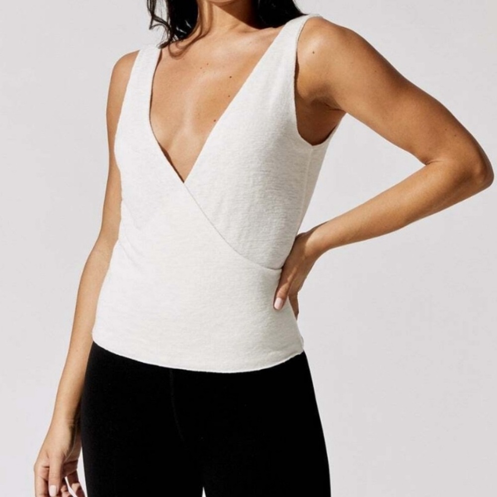 Ladies LNA Off White Fitted Wrap Knit Tank Top size Small NWT